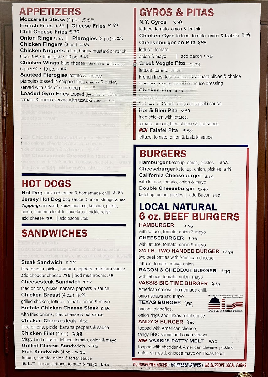 Vassi's Drive-In Menu - Image 2